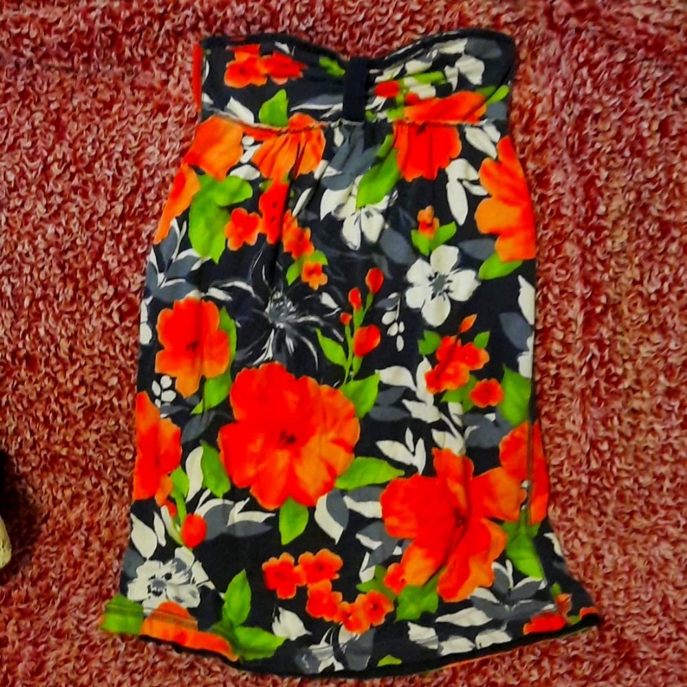 Abercrombie halter dress. Size large.navy blue with orange flowers.